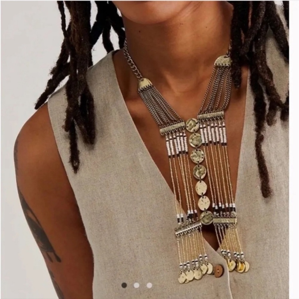 Free People Jewelry Free People Sunrise Beaded Necklace In natural NWT